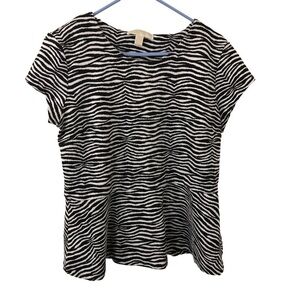 Michael Kors zebra print cotton blend short sleeve blouse